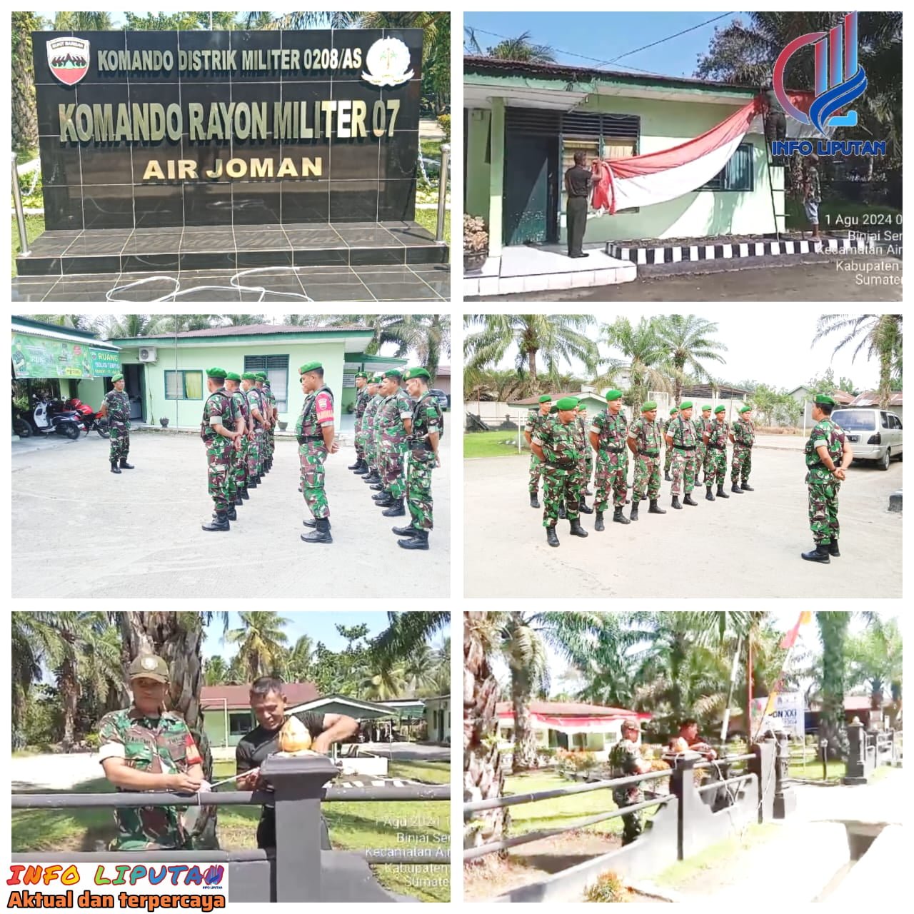 Sambut HUT RI ke-79 Koramil 07 Air Joman Pasang Bendera Merah Putih dan Umbul-umbul