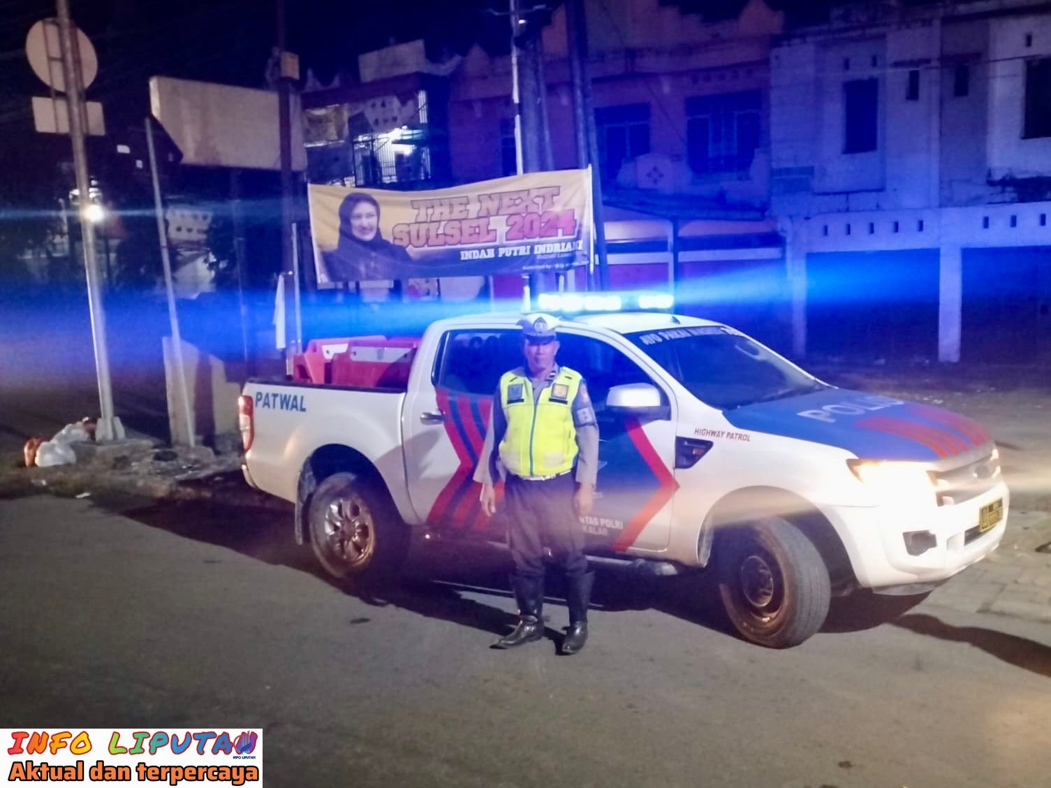 Cegah Aksi Kriminalitas di Malam Hari, Sat Lantas Polres Takalar Rutin Patroli Blue Light