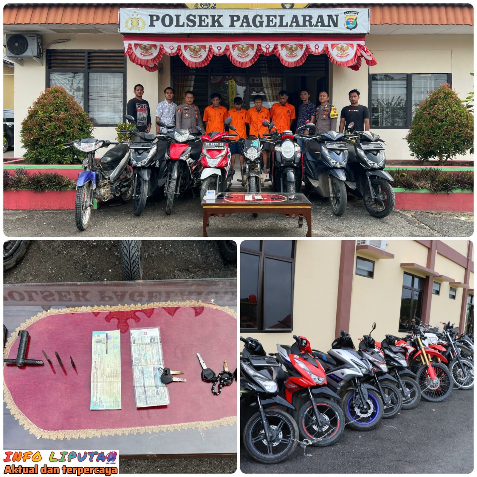 Polres Pringsewu Berhasil Meringkus Komplotan Pencuri Motor, 21 Unit Kendaraan Disita