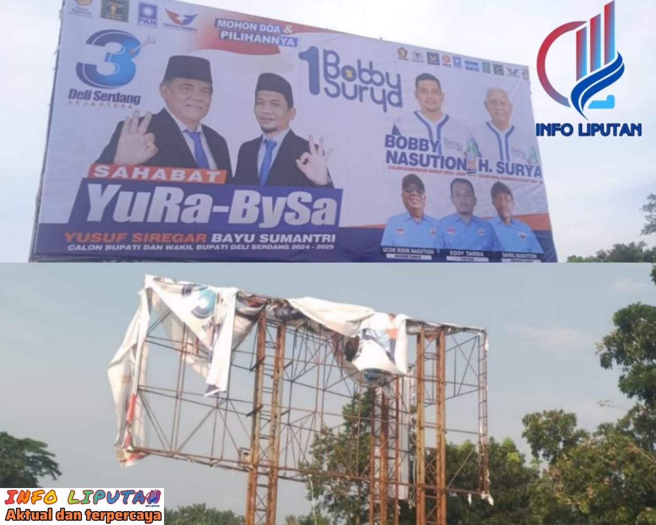 Baliho Paslon Yusuf-Bayu Dirusak, Ketua Relawan YURA : Pilkada Damai Deli Serdang Hanya Isapan Jempol