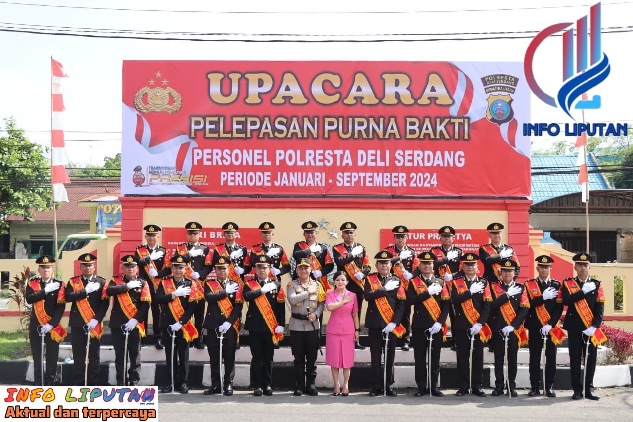 Kapolresta Deli Serdang Pimpin Upacara Pelepasan Purna Bakti Personel Polresta Deli Serdang
