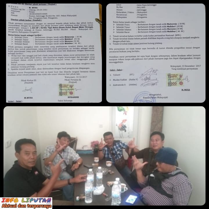 DPP LSM SADAR HUKUM LAMPUNG Temukan Indikasi Carut Marut Surat Jual Beli Tanah Di Pekon Waluyojati, Sekdes Diduga Dalangnya