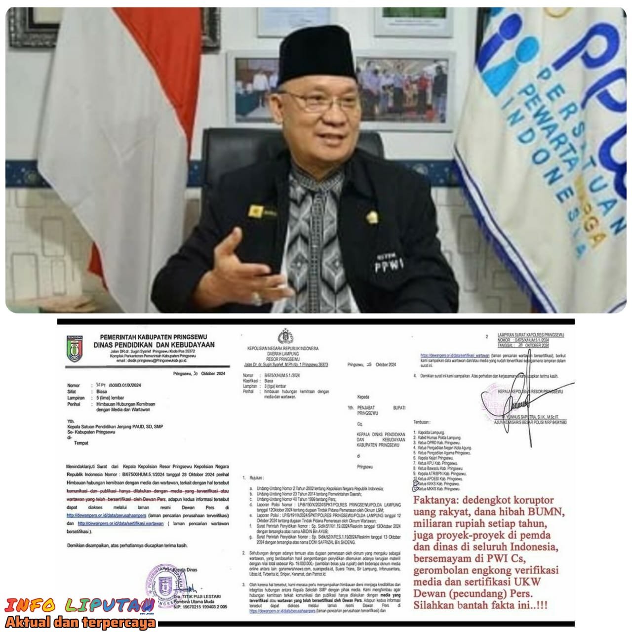 Kapolres Pringsewu Larang Sekolah Bermitra dengan Wartawan Non-UKW, Ini Tanggapan Wilson Lalengke