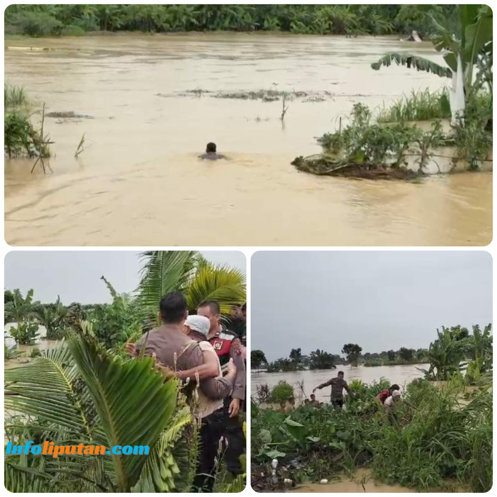 Aksi Heroik! Personil Dalmas Sat Samapta Selamatkan Lansia Yang Terjebak Banjir