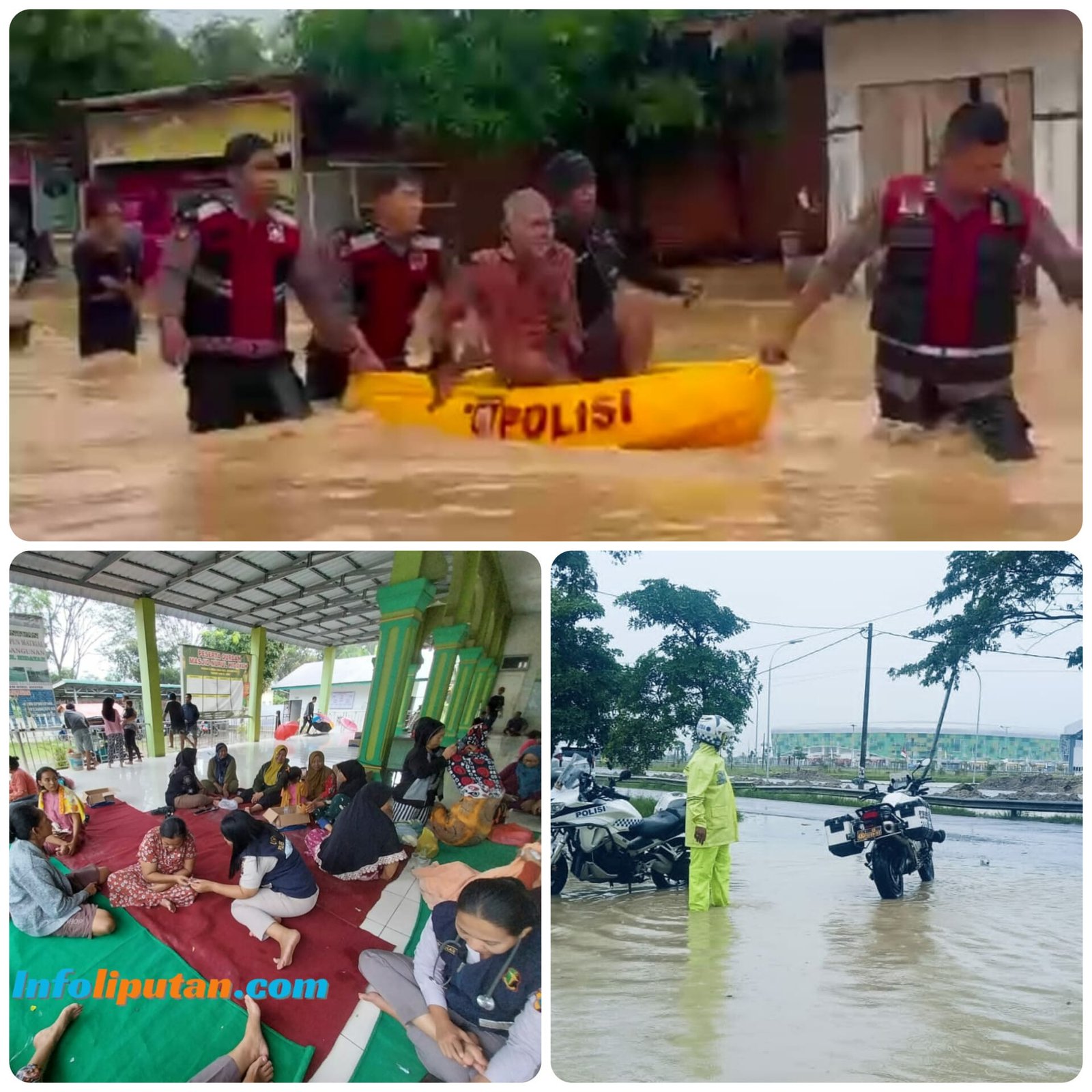 Tanggap Bencana Banjir, Personil Polresta Deli Serdang Lakukan Evakuasi Warga Yang Terdampak