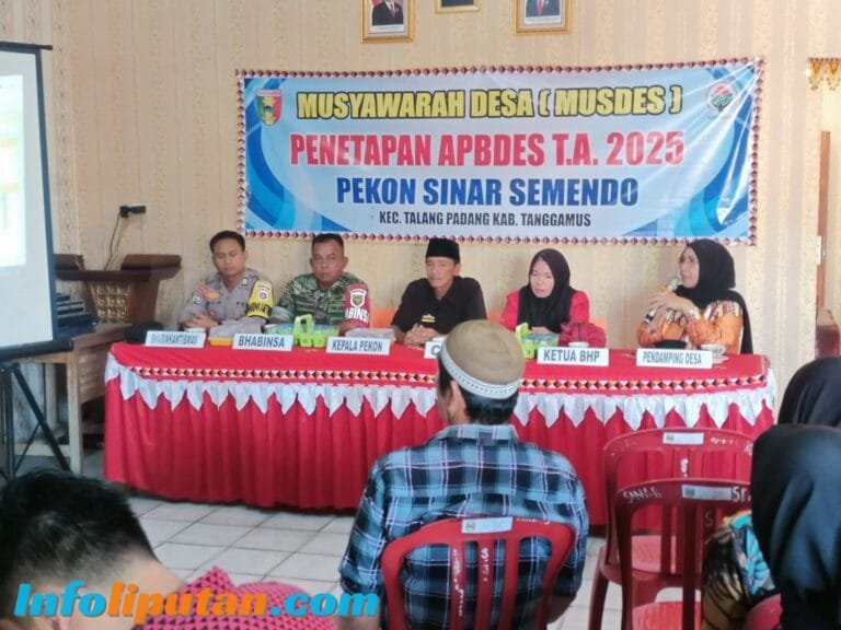 Pekon Sinarsemendo Kecamatan Talang Padang Gelar Musdes Penetapan APBPDes Tahun 2025