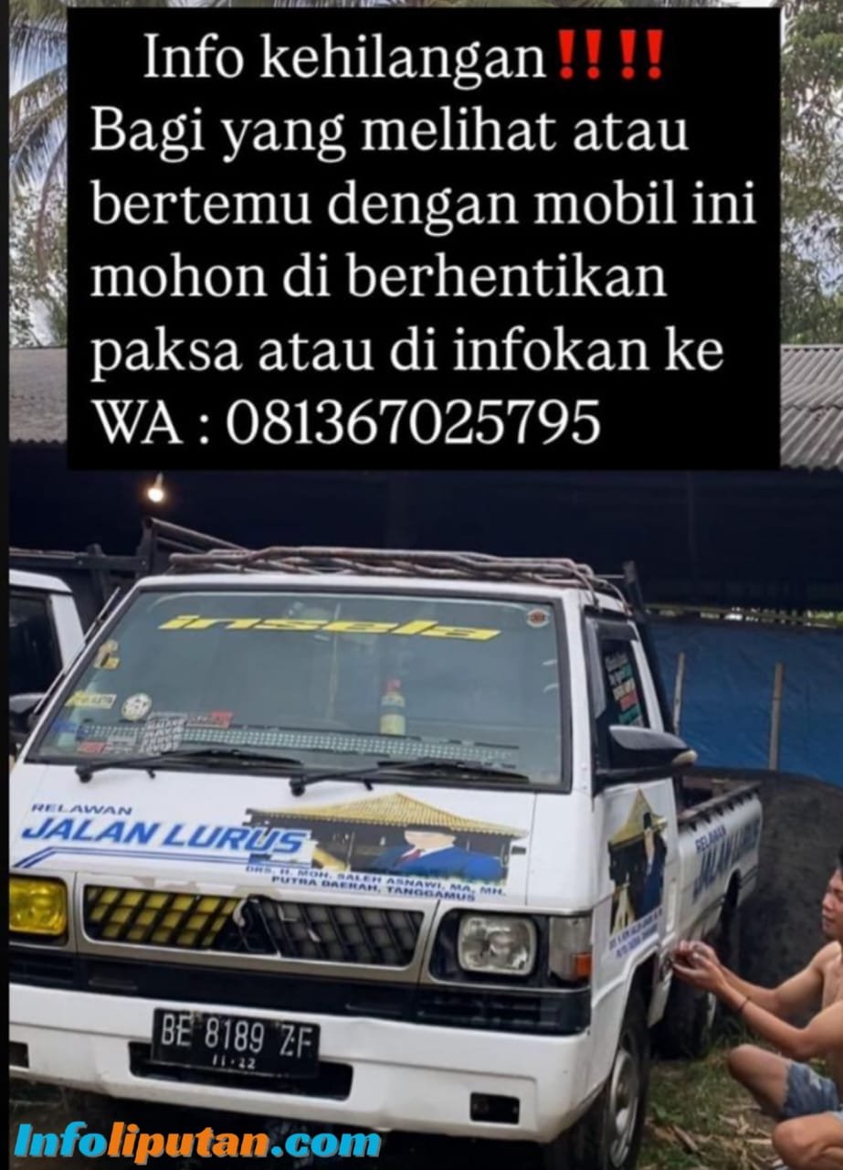 Jelang Tahun Baru 2025, Mobil Bergambar Bupati Terpilih Tanggamus Raib Digondol Maling