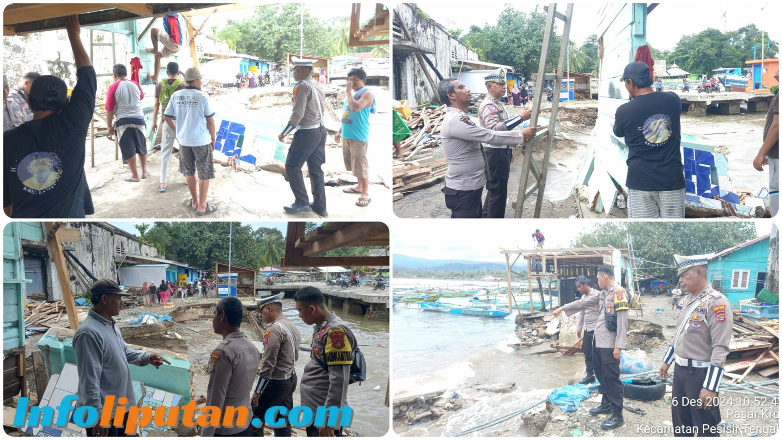 Personel Polsek Pesisir Tengah Bantu Korban Bencana Alam di Pelabuhan Kuala Stabas