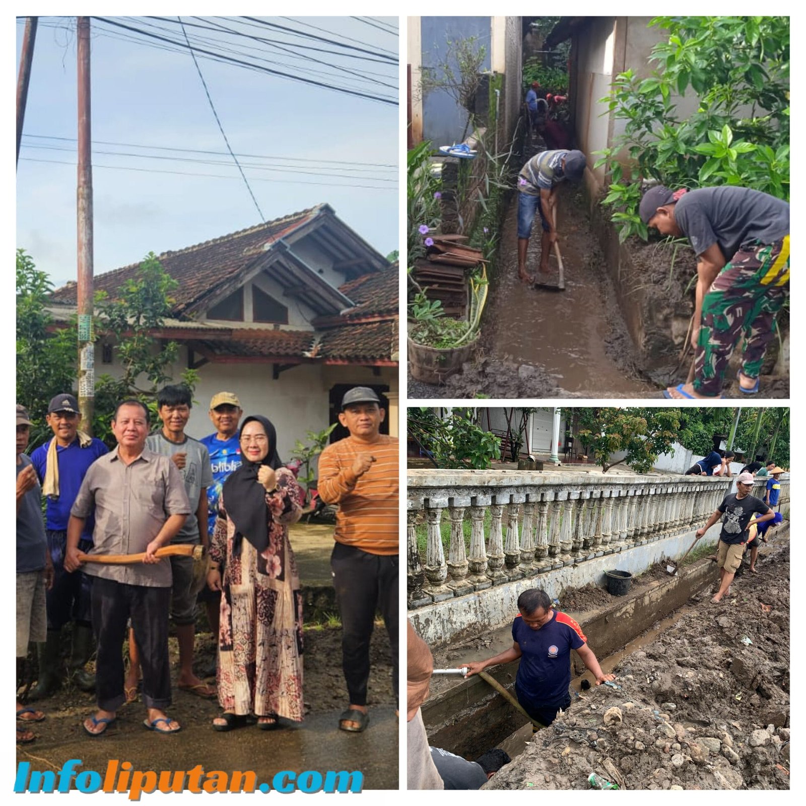 Kepala Pekon Tekad Kecamatan Pulau panggung Komandoi Tim Damkar Bersihkan Drenase Dan Kakon Tekad Harapkan Pembagunan Drenase Dari Pemkab