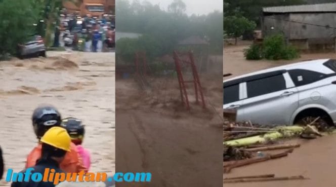 Hujan Deras Sebabkan Banjir Di Bandar Lampung Mobil Terbawa Banjir Dan Jembatan Merah Di Sumur Putri Ambrol