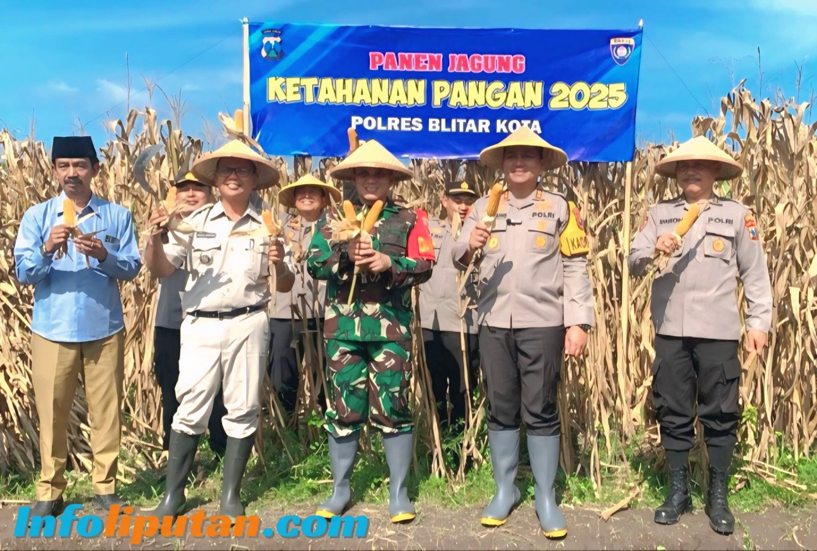 Komitmen Sukseskan Program Ketahanan Pangan Polres Blitar Kota Laksanakan Panen Jagung