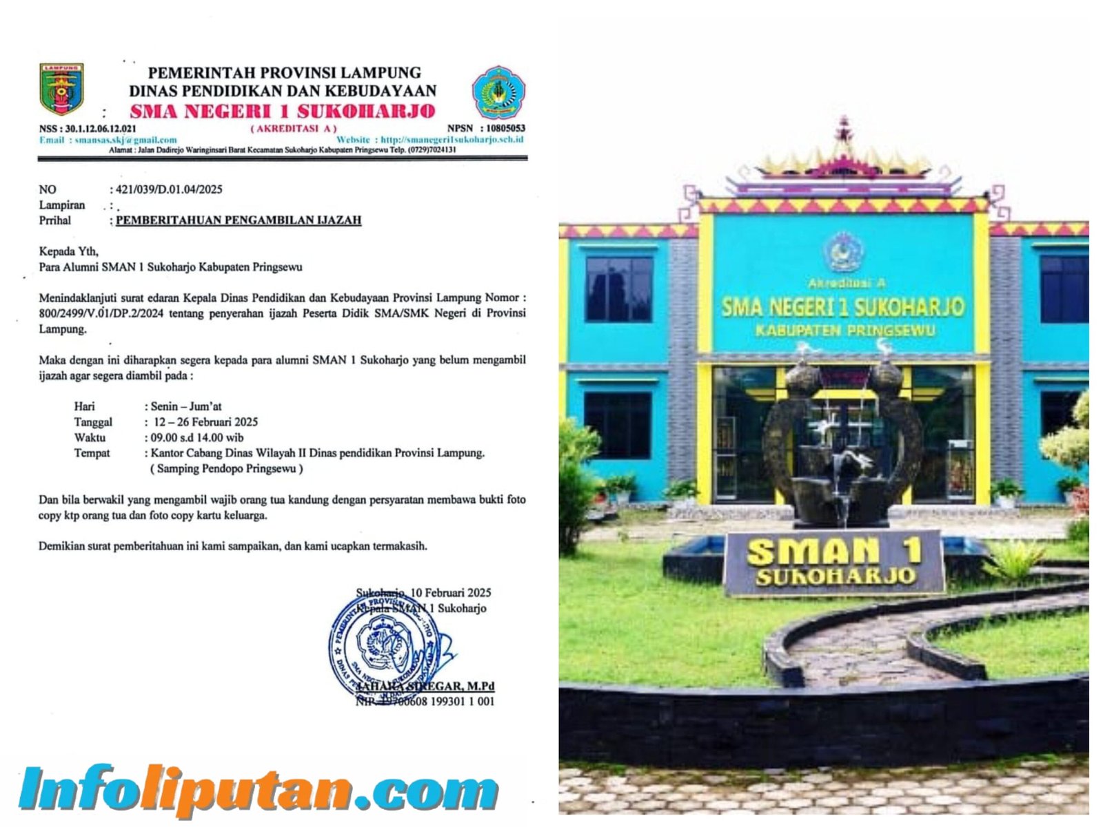Kabar Baik SMAN 1 Sukoharjo Pringsewu Umumkan Jadwal Pengambilan Ijazah