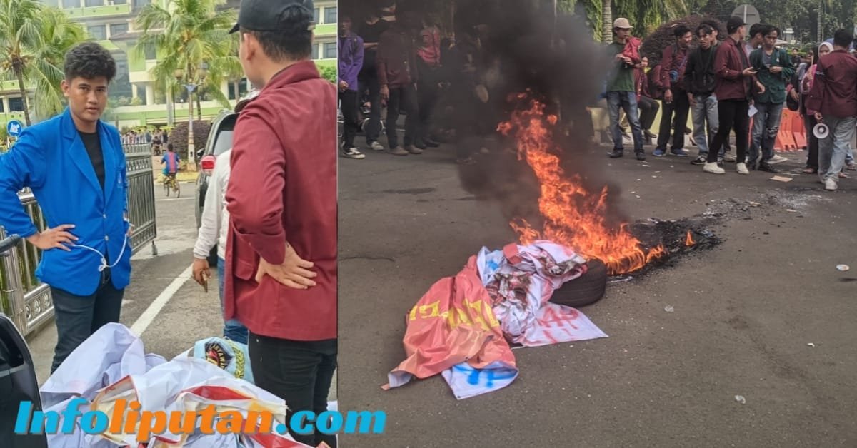Aksi Unjuk Rasa BEM di Tangerang Diwarnai Pembakaran Spanduk Ucapan HPN 2025