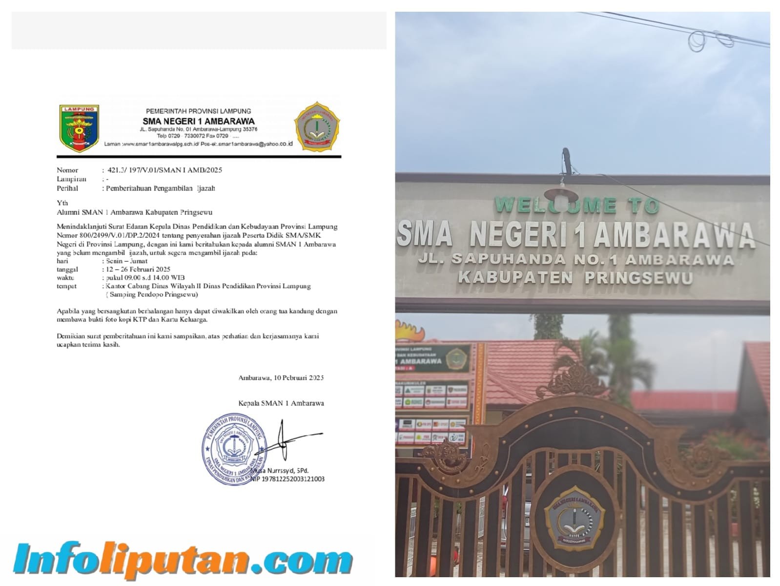 Kabar Baik Untuk Alumni SMAN 1 Ambarawa Pringsewu Umumkan Jadwal Pengambilan Ijazah