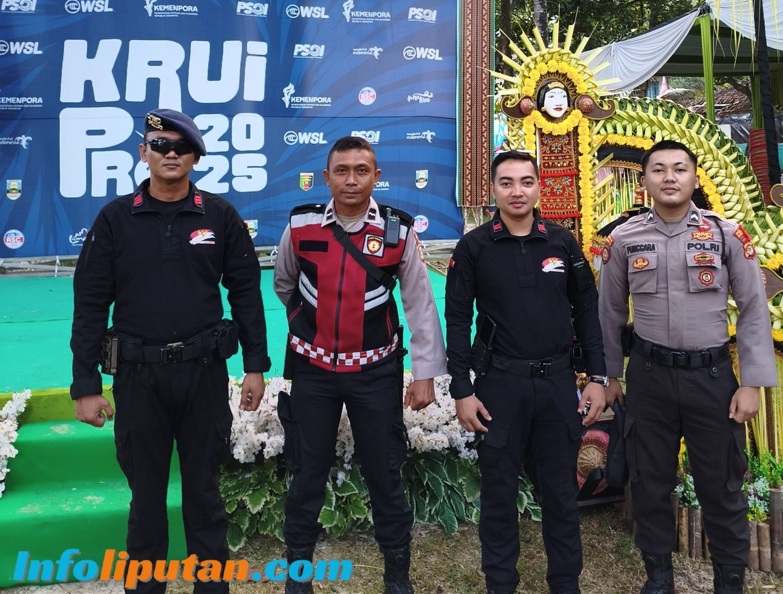 polda lampung Lakukan sterilisasi di lokasi pantai karang imbor jelang pembukaan krui pro