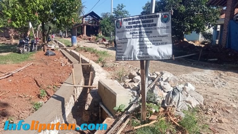 Pekon Pandan sari Selatan Bangun Drainase Dengan Angaran DD Tahap 1 Tahun Angaran 2025
