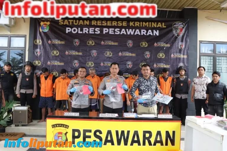 Polres Pesawaran Ungkap 13 Kasus Kriminal Sepanjang Agustus, 9 Tersangka Diamankan