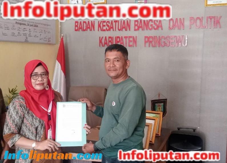 DPD Jajaran Wartawan Indonesia ( JWI ) Pringsewu Resmi Terdaftar di Kesbangpol Kabupaten Pringsewu
