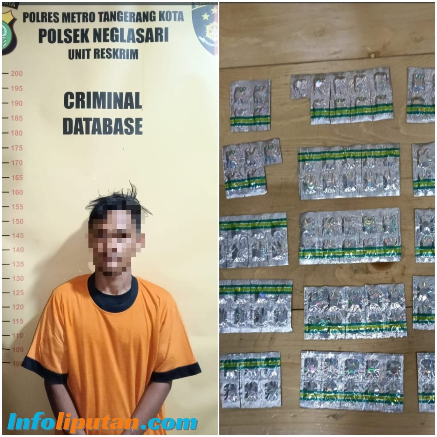 Polsek Neglasari Tangkap Pengedar Obat Keras Tanpa Izin 130 Butir Tramadol dan 90 Butir Exymer, Uang Tunai Rp37.000 Hasil Penjualan Diamankan