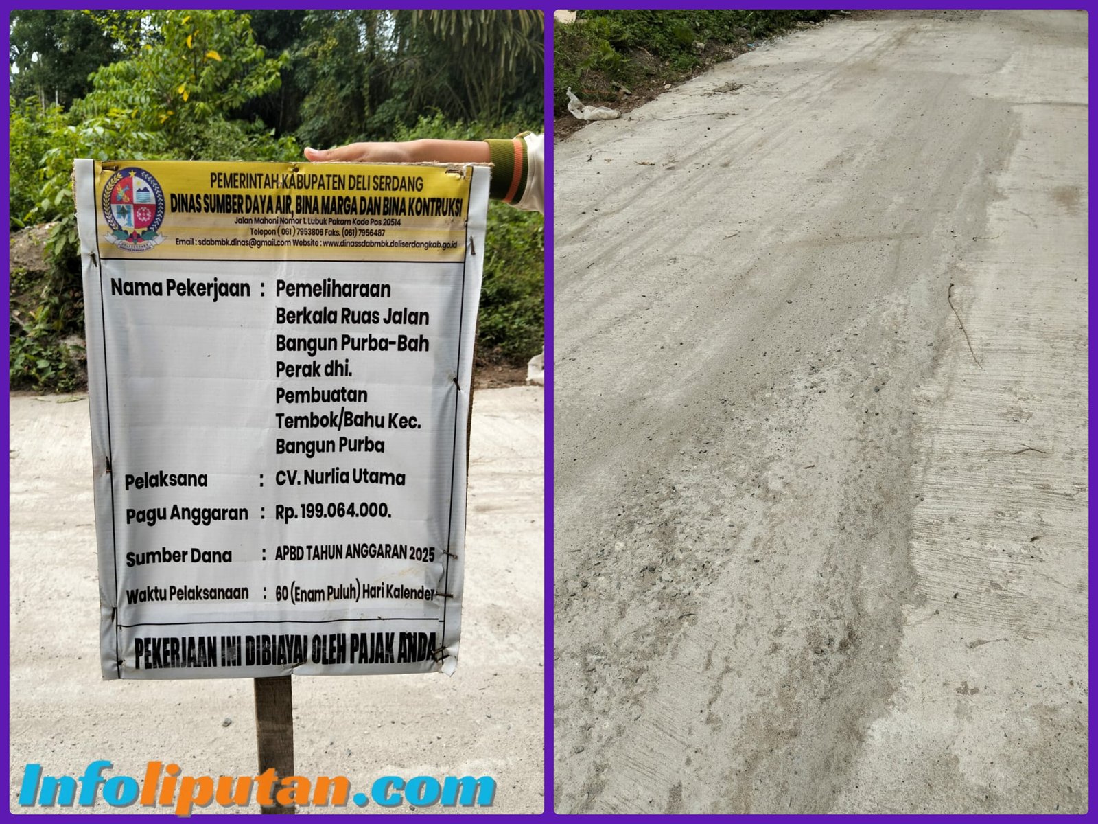 Proyek Jalan di Bah Perak Deli Serdang Baru Selesai Dikerjakan Sudah Retak, Kualitas Dipertanyakan