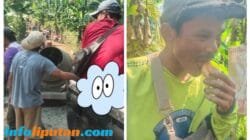 Wali Murid Di Sinarjawa Patungan Cor Jalan ke SDN 1 Sinar Jawa Tanggamus 