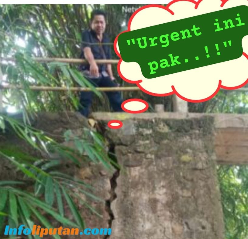 Jembatan di Desa Bagelen Retak Parah, Warga Pesawaran Keluhkan Tak Kunjung Diperbaiki
