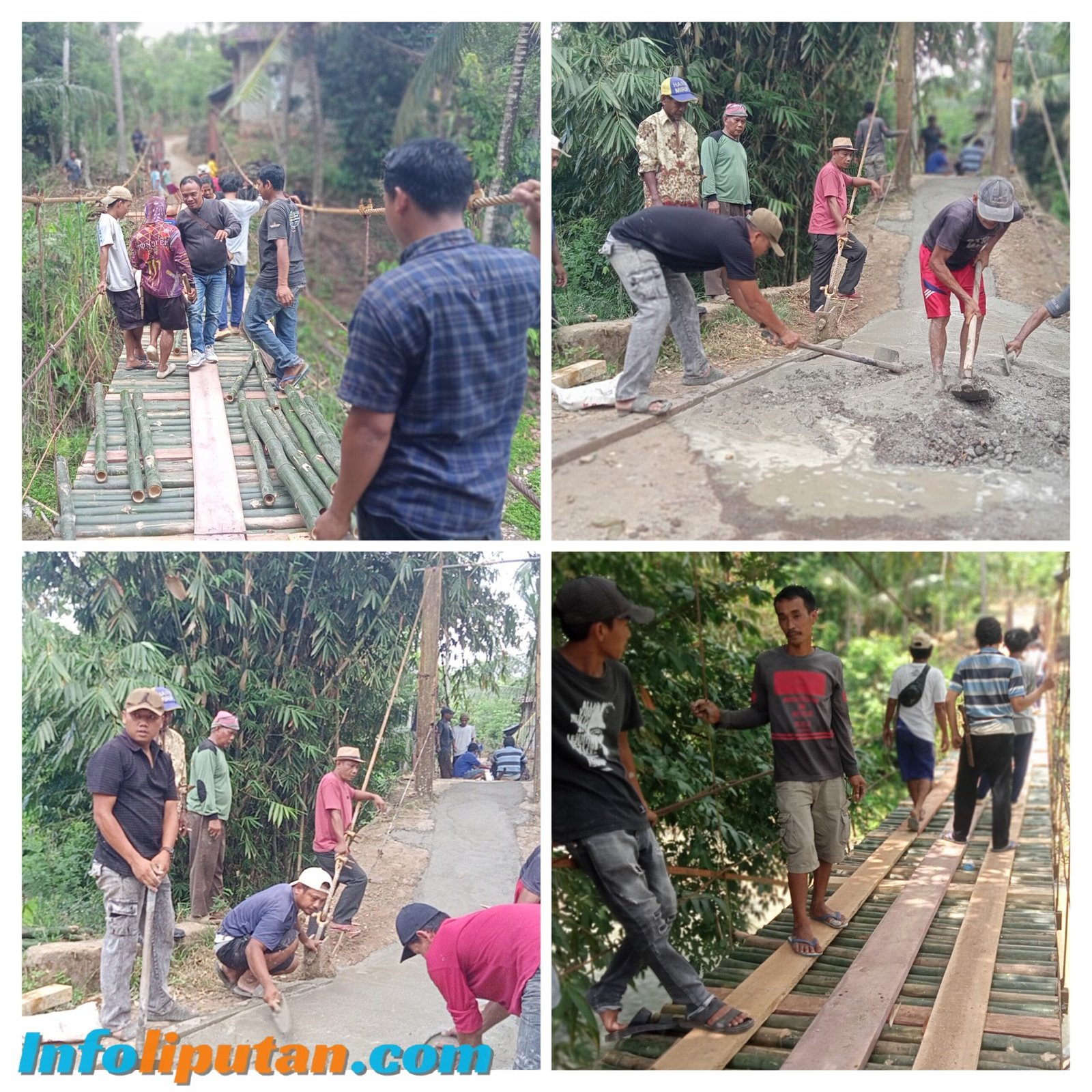 Pekon Kejayaan Gelar Gotong Royong Perbaiki Jembatan Yang Rusak Parah