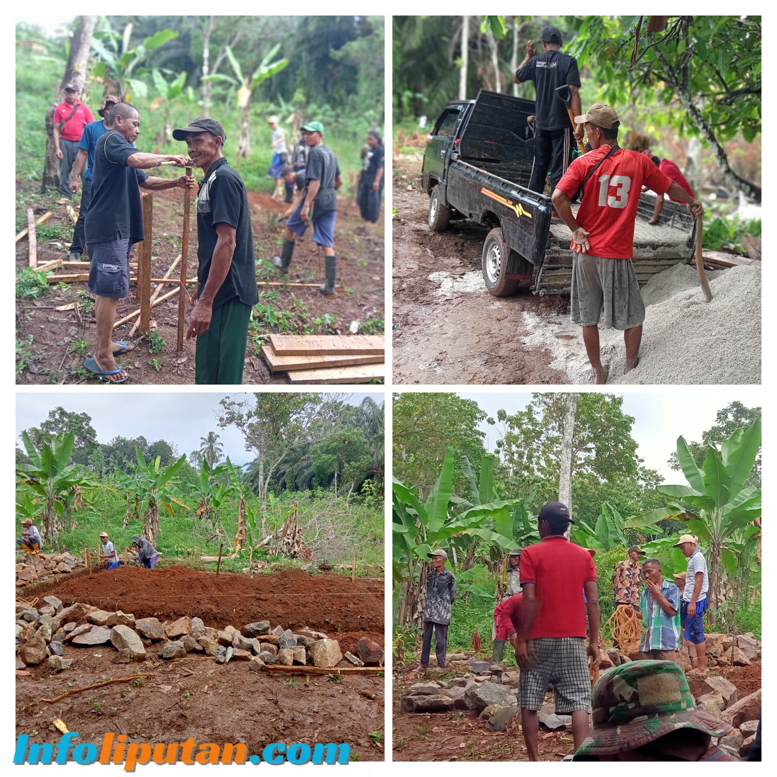 Masyarakat Pekon Batu Tegi Gelar Kegiatan Gotong Royong Bangun Pendopo/Cungkup Di Tempat Pemakaman umum Dusun Totomargo