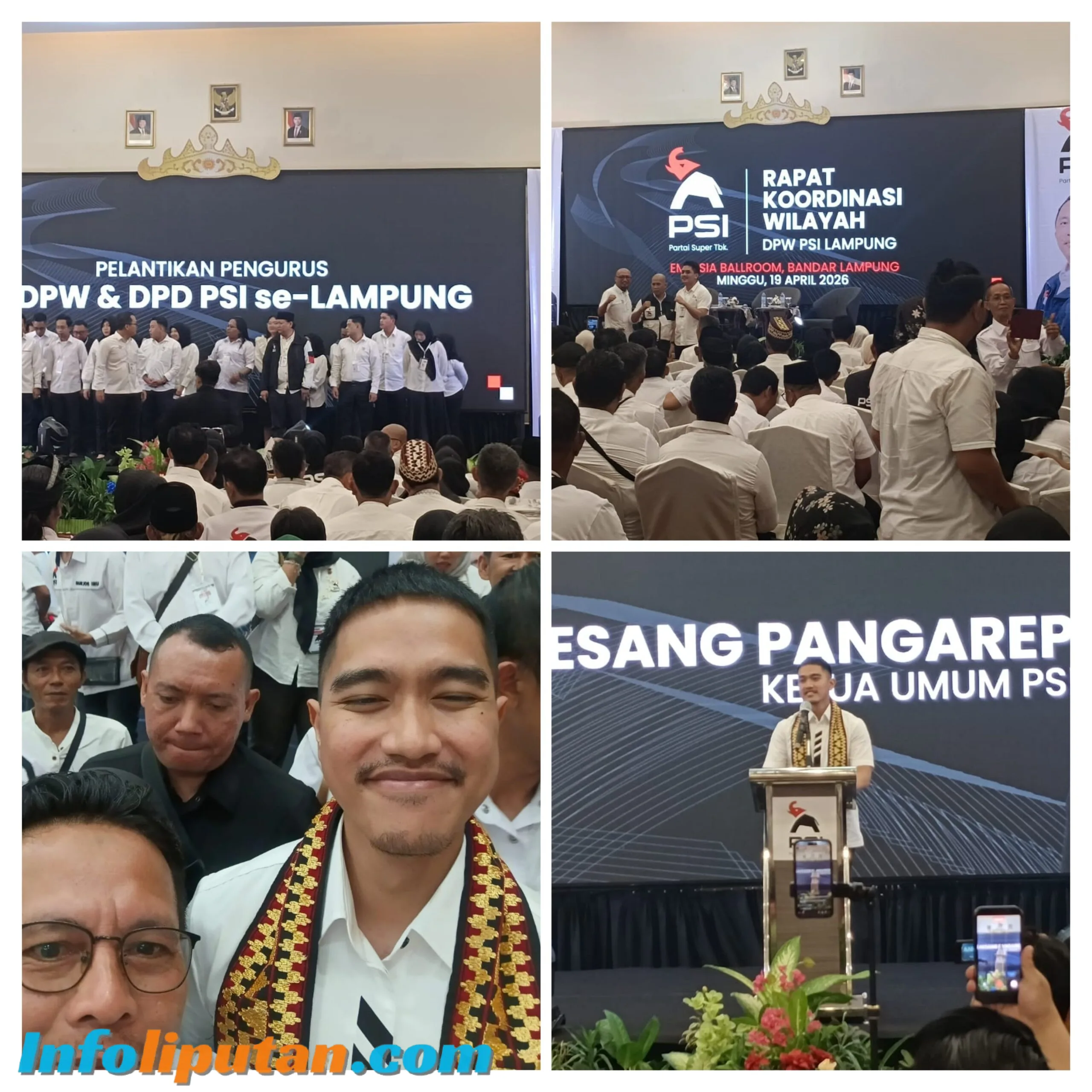 Kaesang Pangarep Lantik Pengurus PSI se-Lampung, Konsolidasi Total di Rakorwil
