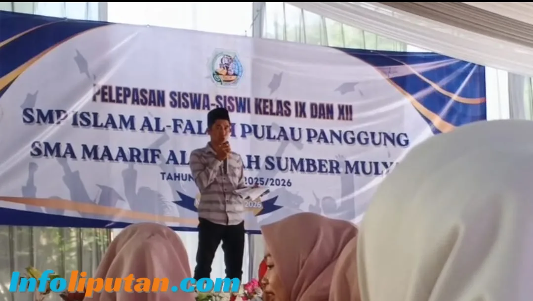 Pelepasan Siswa Siswi di Al-Falah Sumber Mulya, Ini Sambutan Hadi Hariyanto Wakili Wali Murid