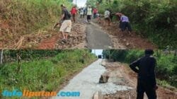 Warga Karangsari Swadaya Cor Jalan Rusak, Berharap Perhatian Pemkab Tanggamus